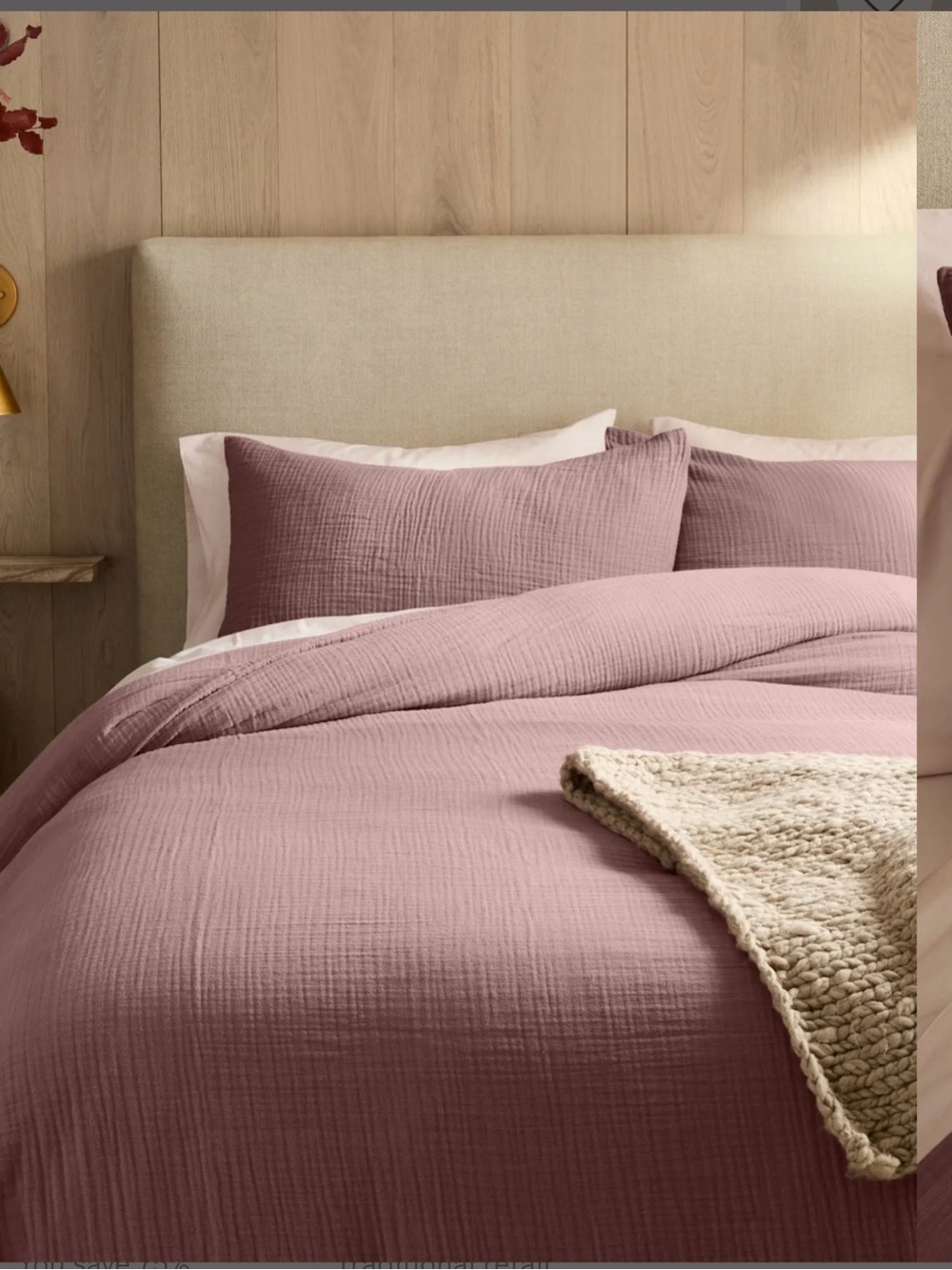 Organic Cotton Gauze Quince Duvet Cover Set Fig King/Cal King - Picture 10 of 13